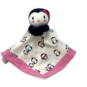 GYMBOREE Penguin Lovey Blue White Pink Trim